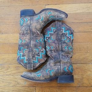 Like New  6.5 Corral Aztec Turquoise Boots